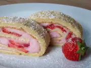 Pudinková roláda s jahodami